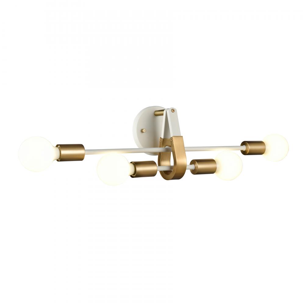 Sabine 24'' Wide 4-Light Vanity Light - Textured White with Brushed Gold