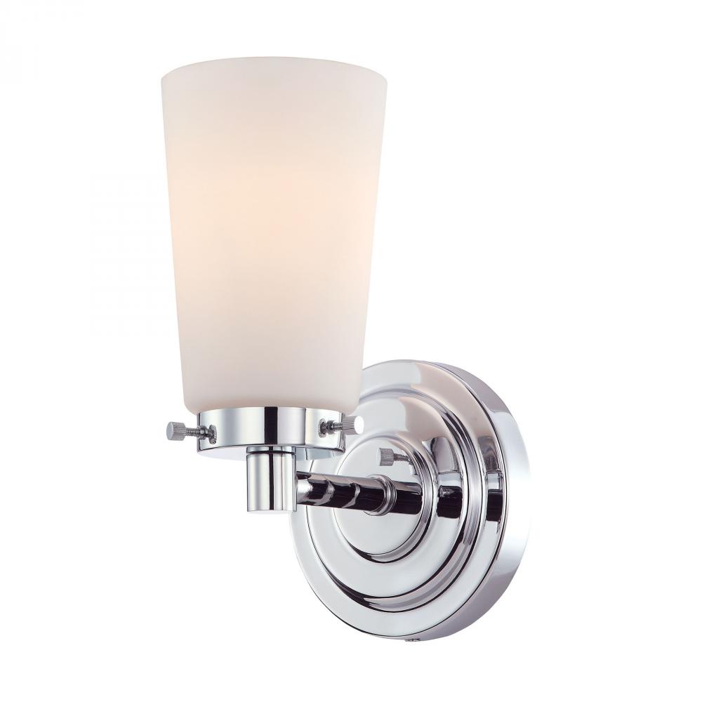 Madison 1-Light Vanity Lamp in Chrome with White Opal Glass
